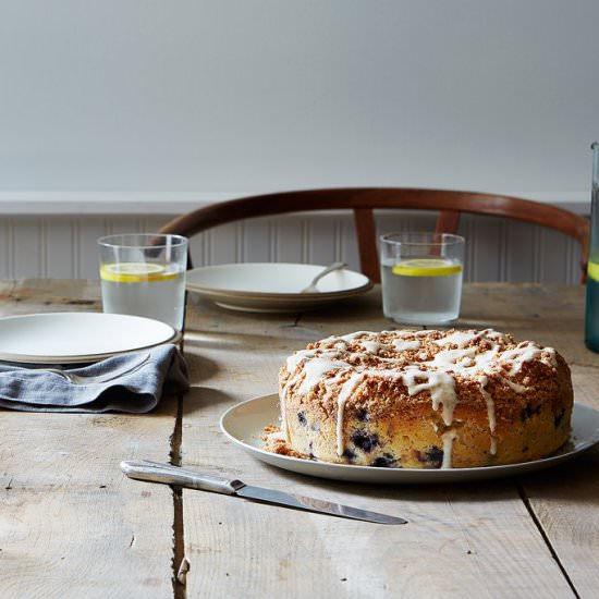 Blueberry Cake with Peanut Streusel