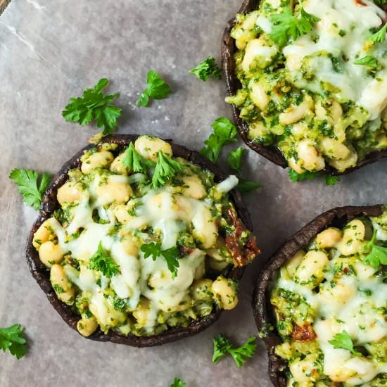 White Bean & Pesto Mushrooms