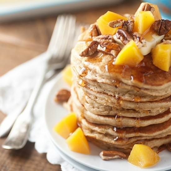 Peach Pecan Pancakes
