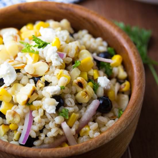 Grilled Corn and Barley Salad