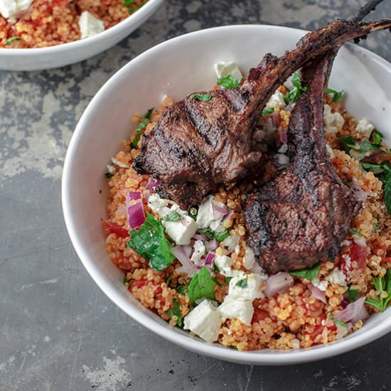 Lamb chops w/ tomato mint quinoa