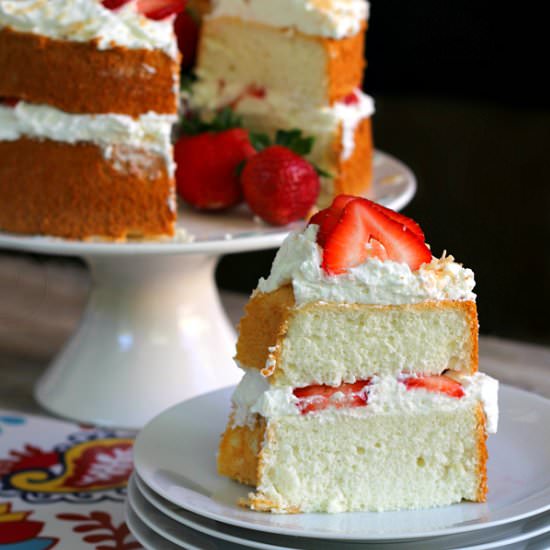 Strawberry & Cream Angel Food Cake