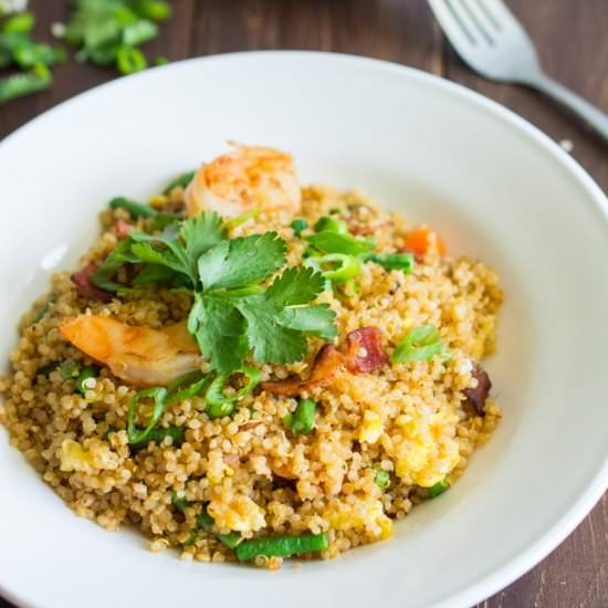 Bacon and Shrimp Quinoa Fried Rice
