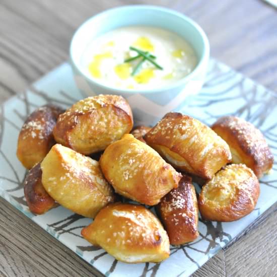 Pretzels w/ Truffled Gruyere Sauce