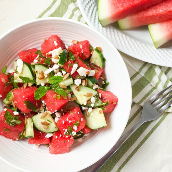 Minty Watermelon & Cucumber Salad