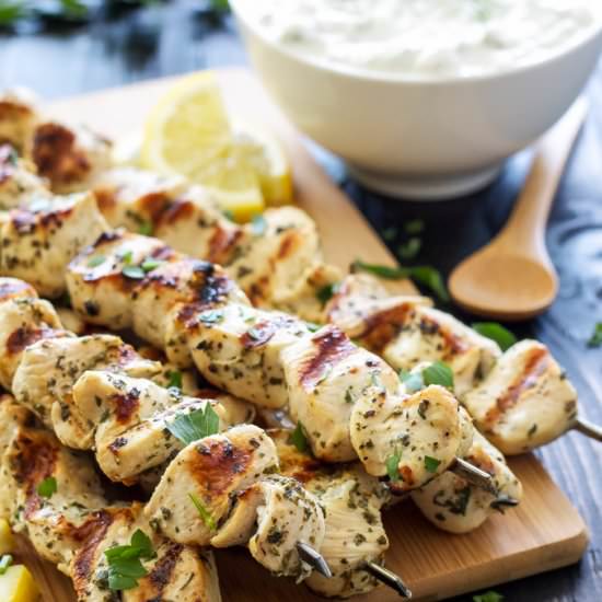 Greek Lemon Chicken Skewers