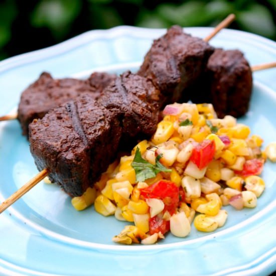 Cocoa & Coffee Rubbed Beef Kabobs