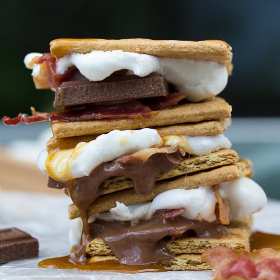 Grilled Caramel Bacon S’mores