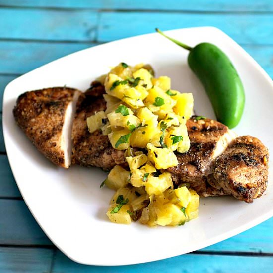 Jerk Chicken with Grilled Pineapple