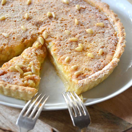 Ricotta, pine nut and lemon tart
