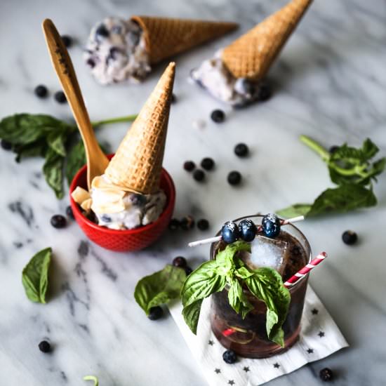 Blueberry Bourbon Basil Smash