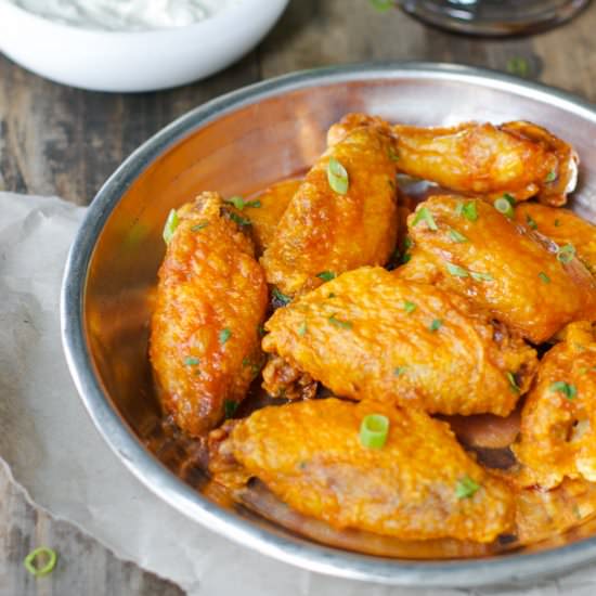 Crispy over baked buffalo wings