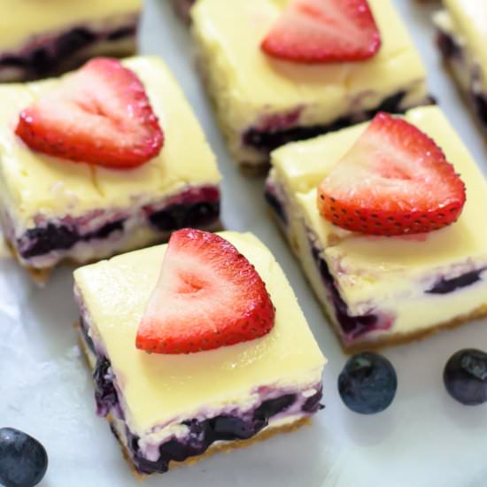 Red White Blueberry Cheesecake Bars