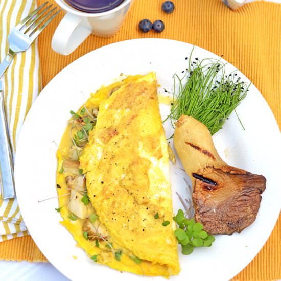 Mushroom Omelette with Microgreens