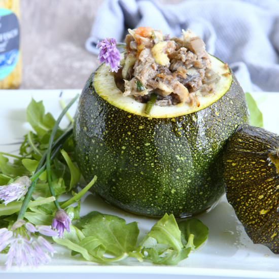 Tuna-Stuffed Baked Round Zucchini