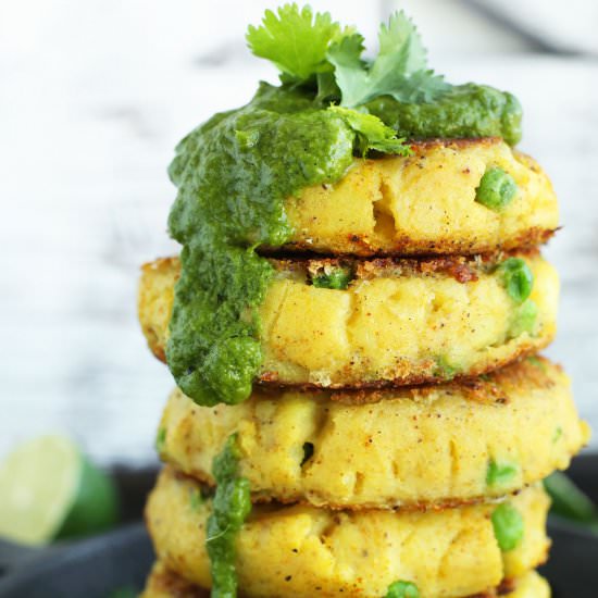 Samosa Potato Cakes & Green Chutney