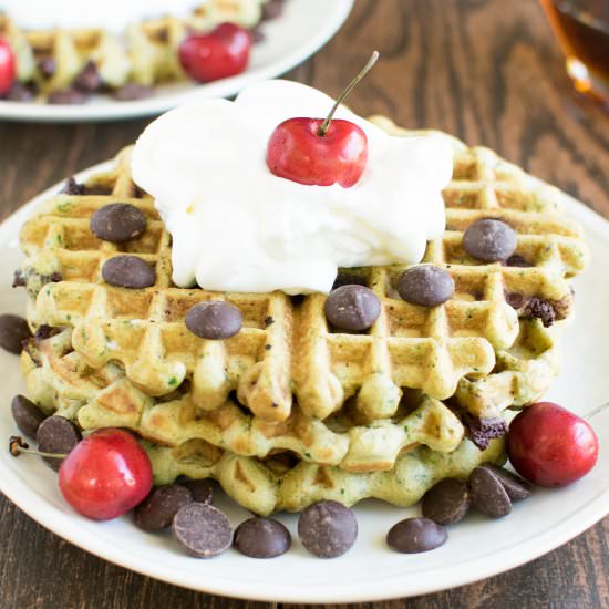 Chocolate Spinach Oatmeal Waffles