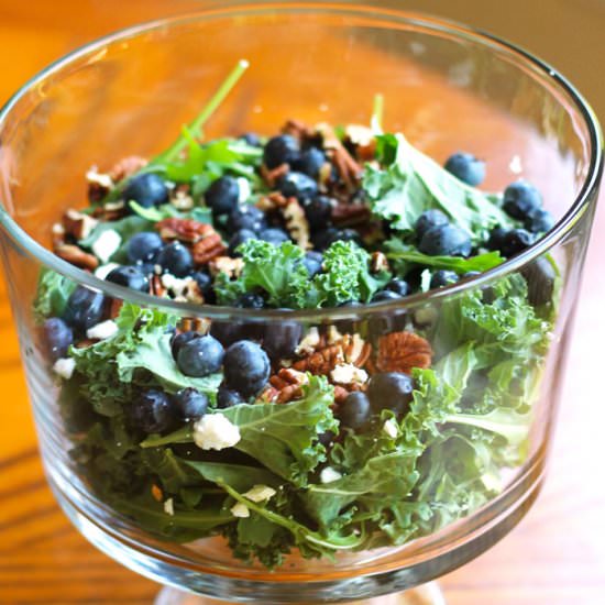 Blueberry and Feta Kale Salad