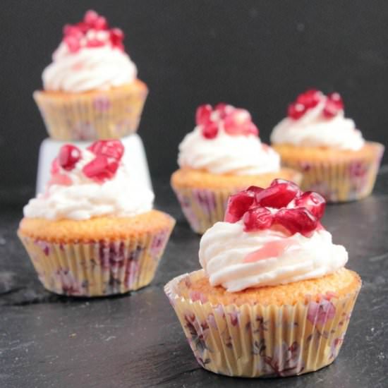 Lychee and Pomegranate Cupcakes