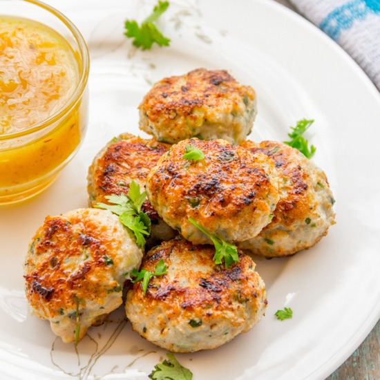 Thai Chicken Cakes w/ Mango Chutney