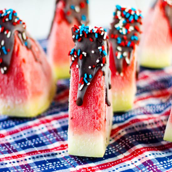Chocolate Covered Frozen Watermelon