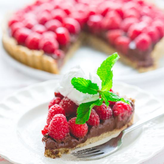 Healthy Chocolate Raspberry Tart