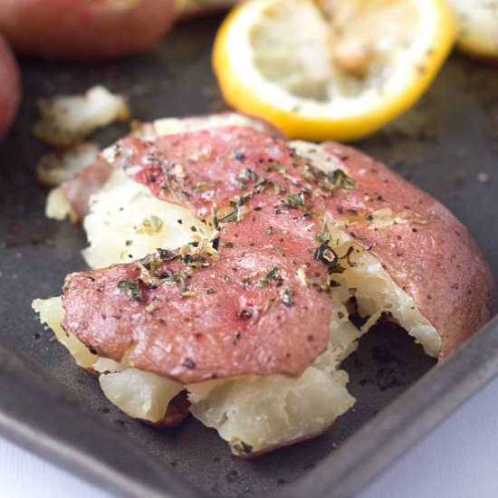 Smashed Herb Lemon Baked Potatoes