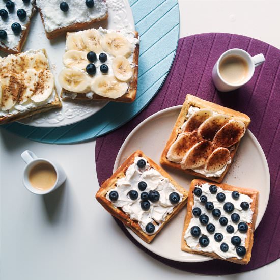 Banana & Blueberry Stacked Waffles