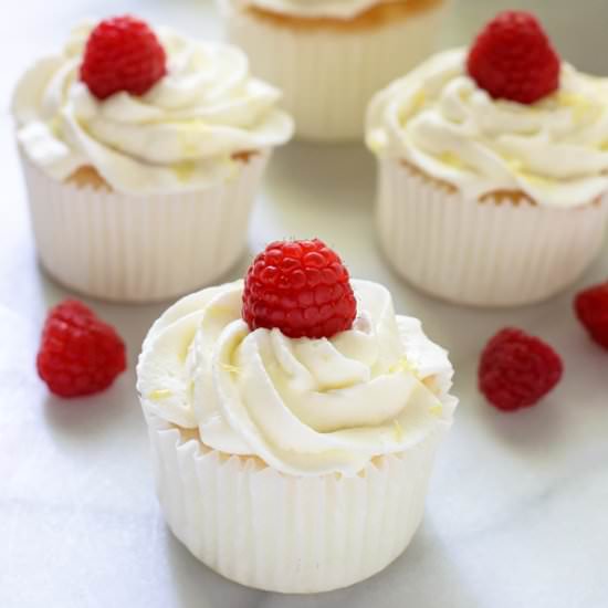 Raspberry Lemon Angel Food Cupcakes