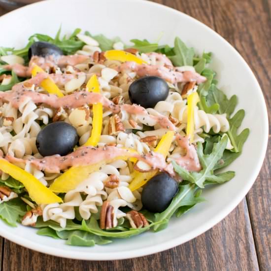 Arugula Pasta Rhubarb Chia Salad