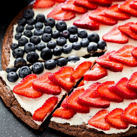 Red White and Blue Brownie Pizza