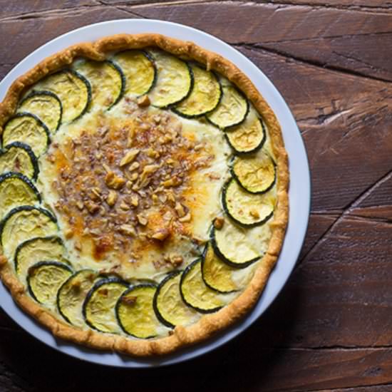 Zucchini Ricotta Quiche with Walnuts