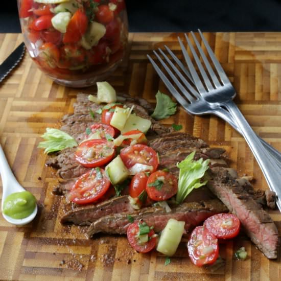 Wasabi Bloody Married Flank Steak