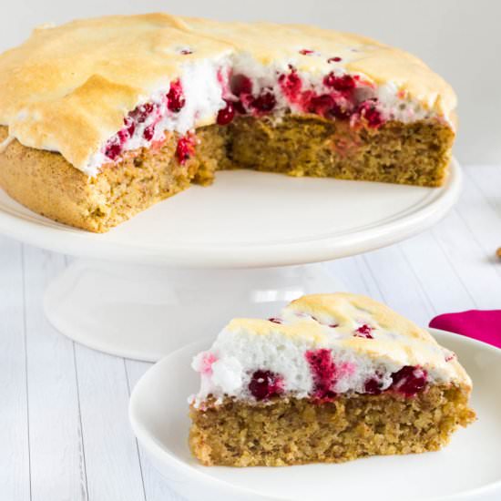 Red Currant Meringue Almond Cake