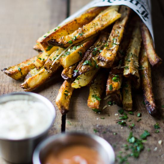 Oven Baked Garlic Parmesan Fries