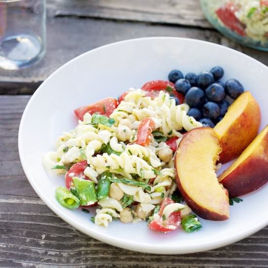 Pasta Salad with Feta and Snap Peas