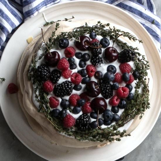 Coconut Cream, Berry Meringue Cake