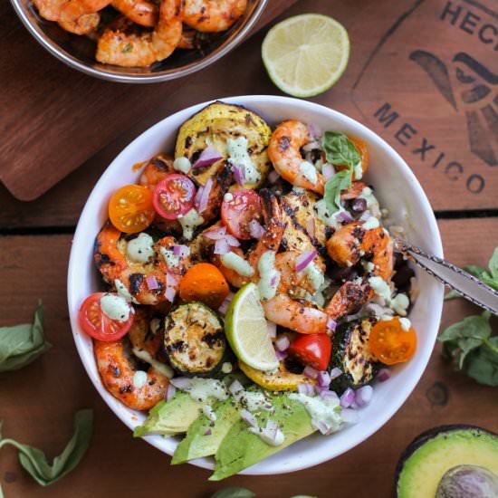 Grilled Shrimp Bowls with Squash