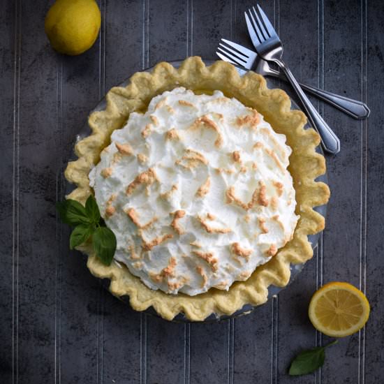 Basil Lemonade Meringue Pie
