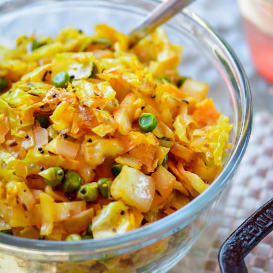 Curry Cabbage and Peas