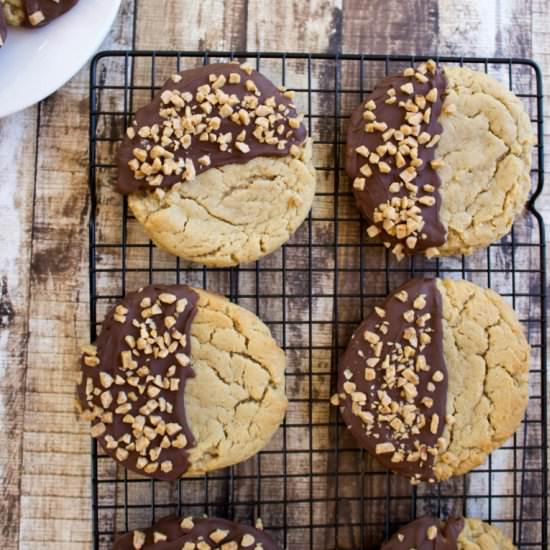 Giant Dipped Peanut Butter Cookies