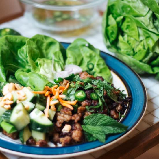 Thai Lettuce Wraps with Pork Larb