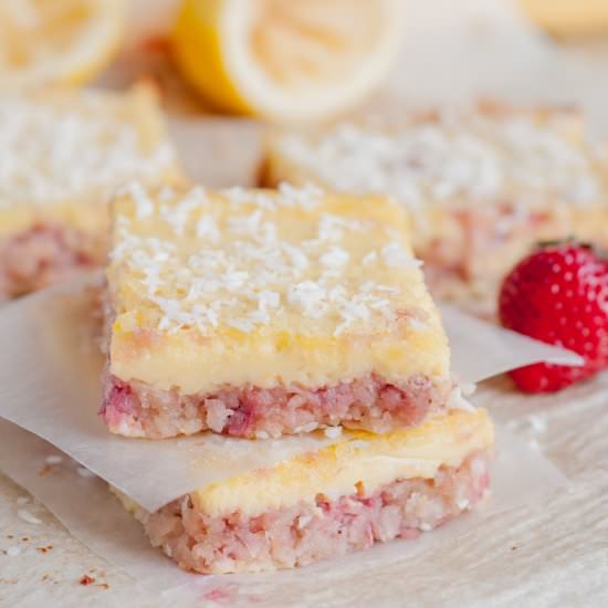 Coconut Strawberry and Lemon Bars