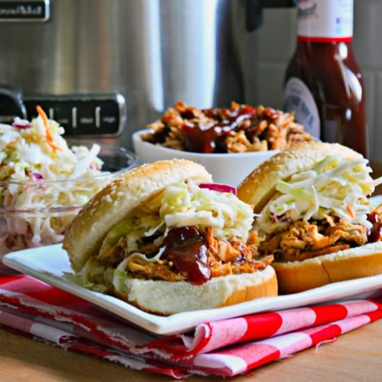 Slow Cooker BBQ Chicken Sandwiches