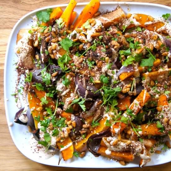 Roast butternut squash with tahini