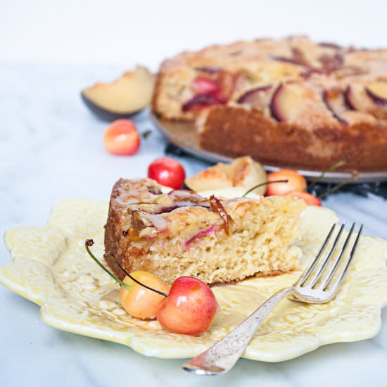 Yogurt Cake with Black Plums