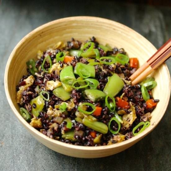 Black Fried Rice with Snap Peas