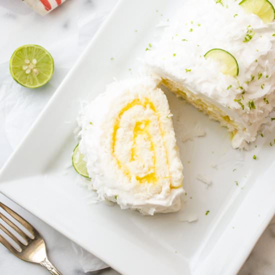 Coc-Key Lime Angel Food Cake Roll