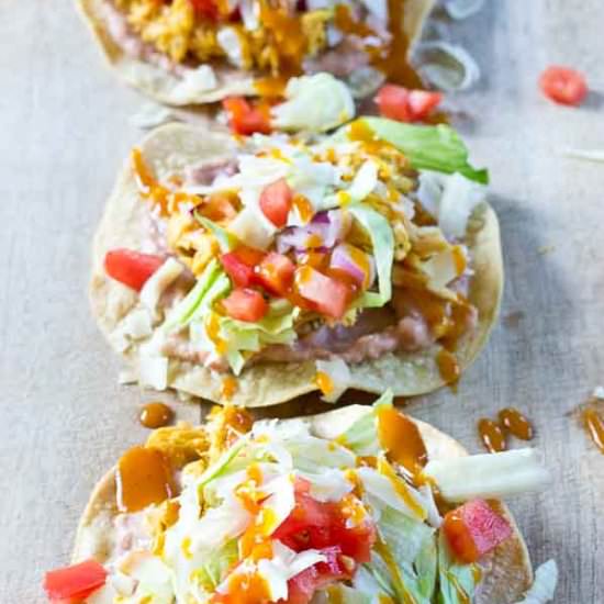 Slow Cooker BBQ Chicken Tostadas