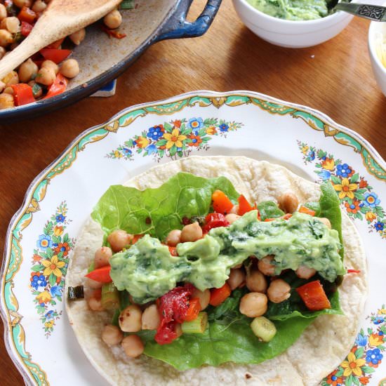 Spicy Chickpea Tacos with Guacamole